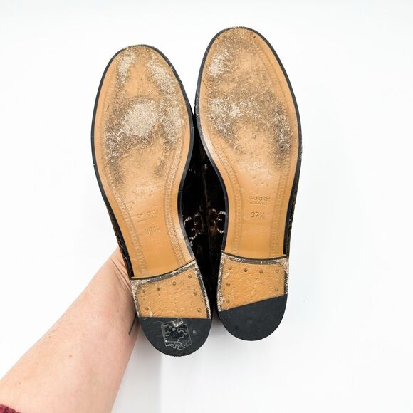 Gucci Loafers Horsebit Jordaan Velvet Flats GG Monogram Size 37.5, 7.5 - Picture 8 of 13